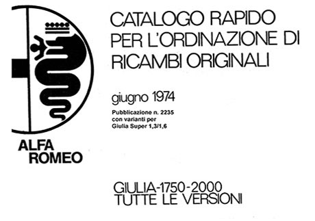 Catalogo Rapido GIULIA-1750-2000 1974